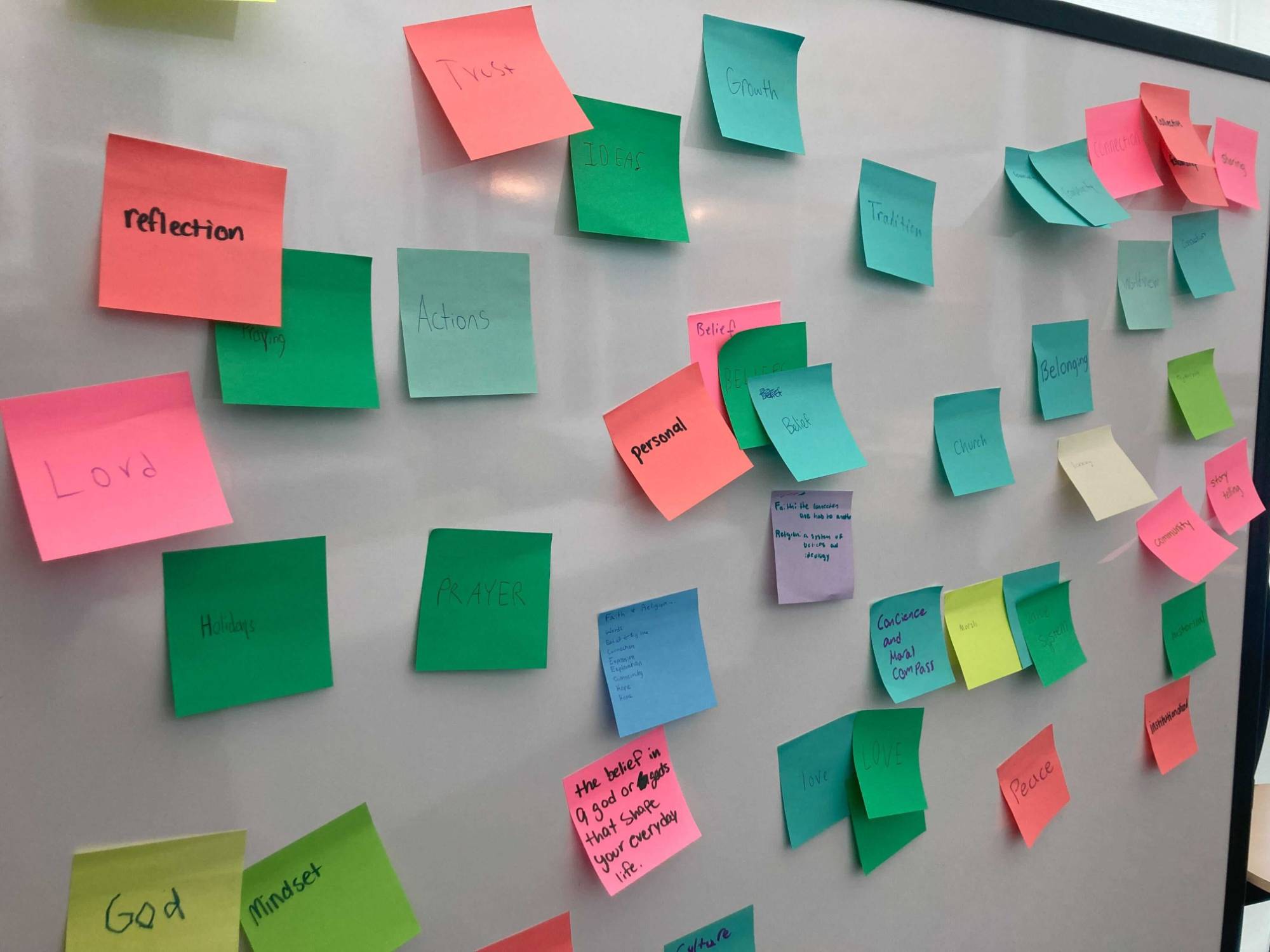 Sticky Notes with Words on a Whiteboard